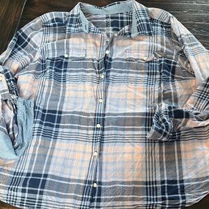 St. John's Bay Blue and Pink Plaid Casual Shirt women's 2X